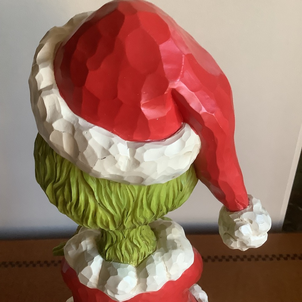 Large Jim Shore Grinch Christmas Figurine with Santa Hat - Picture 10 of 16